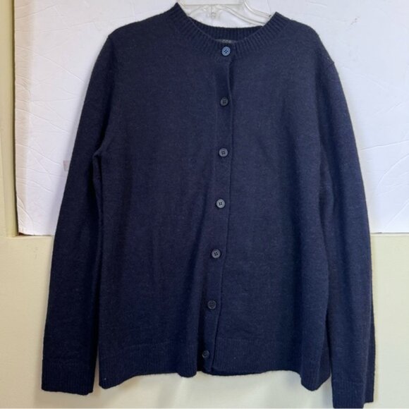 COS Alpaca Wool Back Pleat Cardigan Sweater Knit Button Cozy Minimalist Navy S - Picture 5 of 15